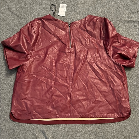 NWT Burgundy Faux Leather Top - Picture 2 of 5